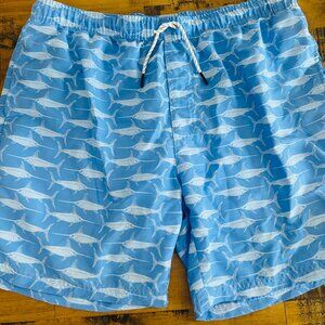 Swim Trunks, Blue, Marlin, Size L, Ocean & Coast